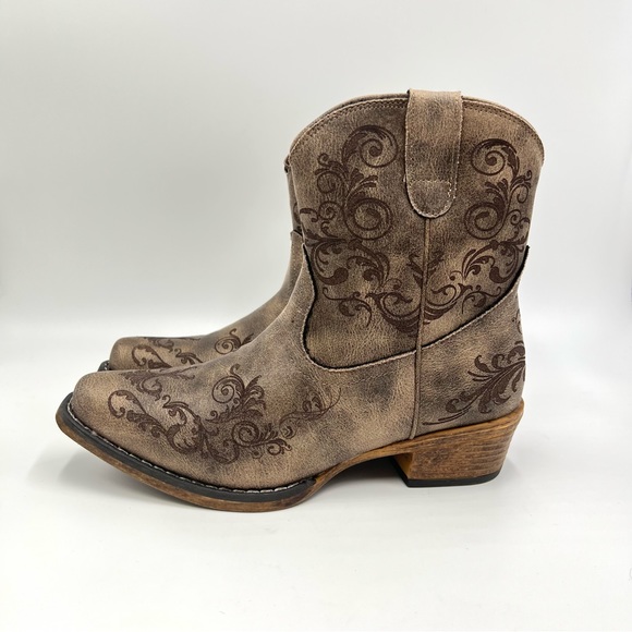 NEW Roper Womens Size 7 Short Stuff Brown Western Cowboy Cowgirl Boots Shoes - Picture 5 of 10